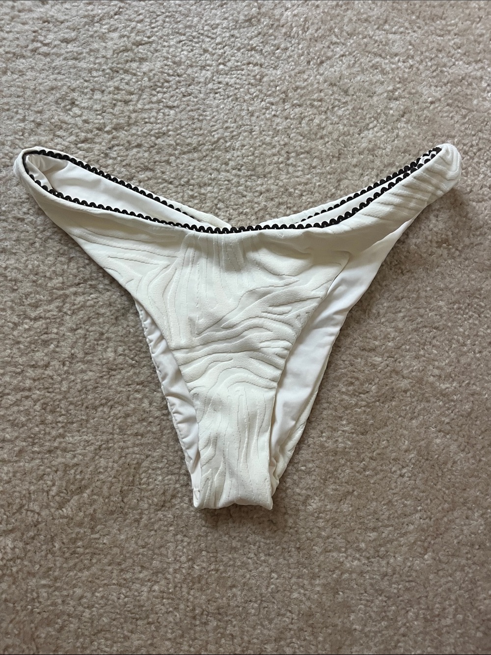 Dippin daisy medium White Bikini Bottom with Textured Wave Pattern